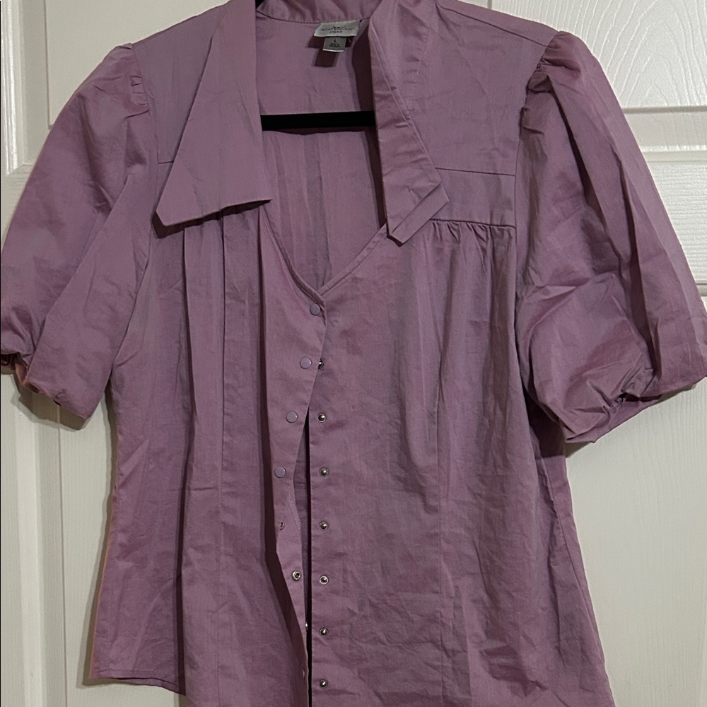 Worthington Lavender Blouse with Button Accents